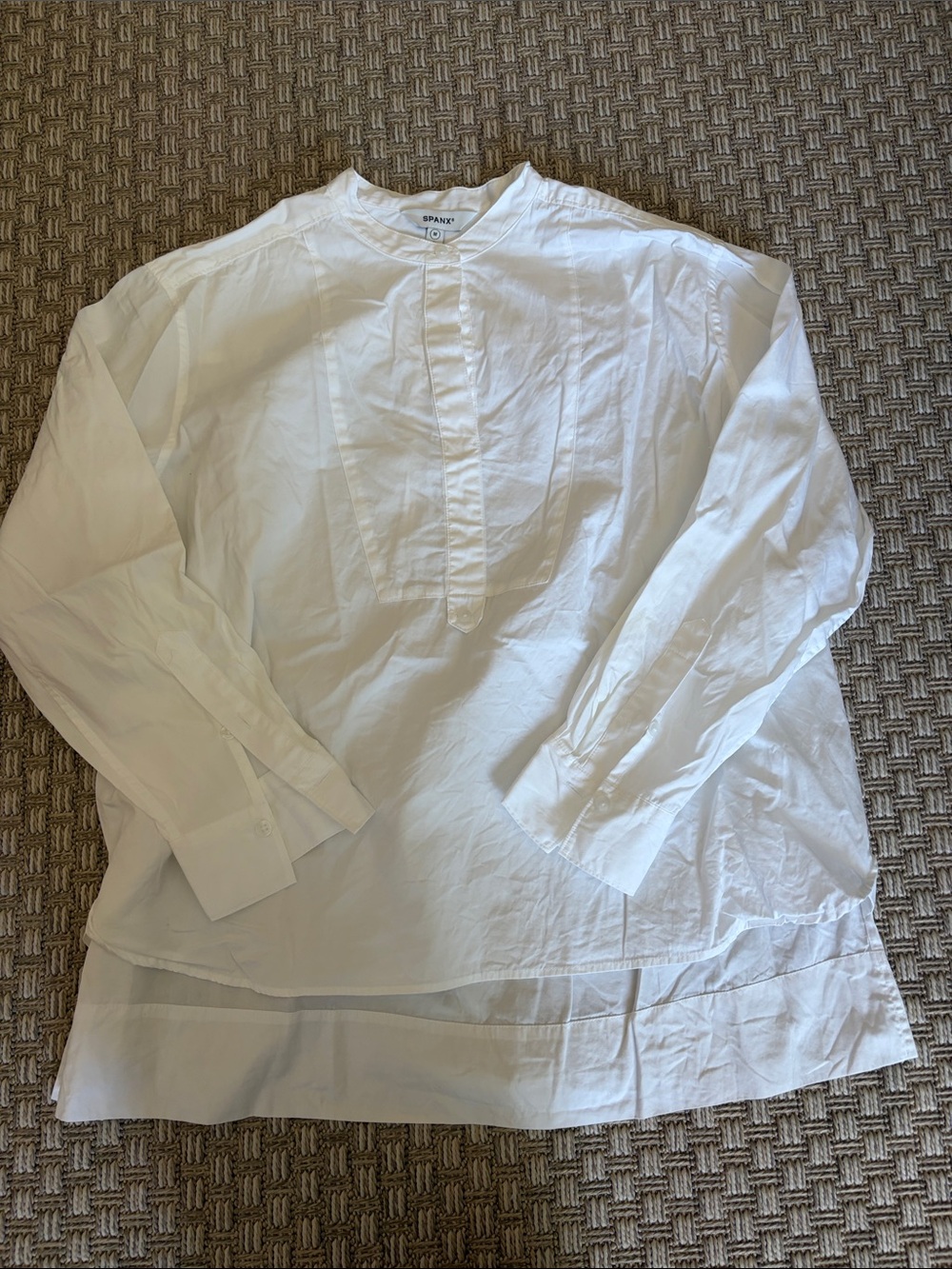 SPANX White Band Collar Long-Sleeve Shirt